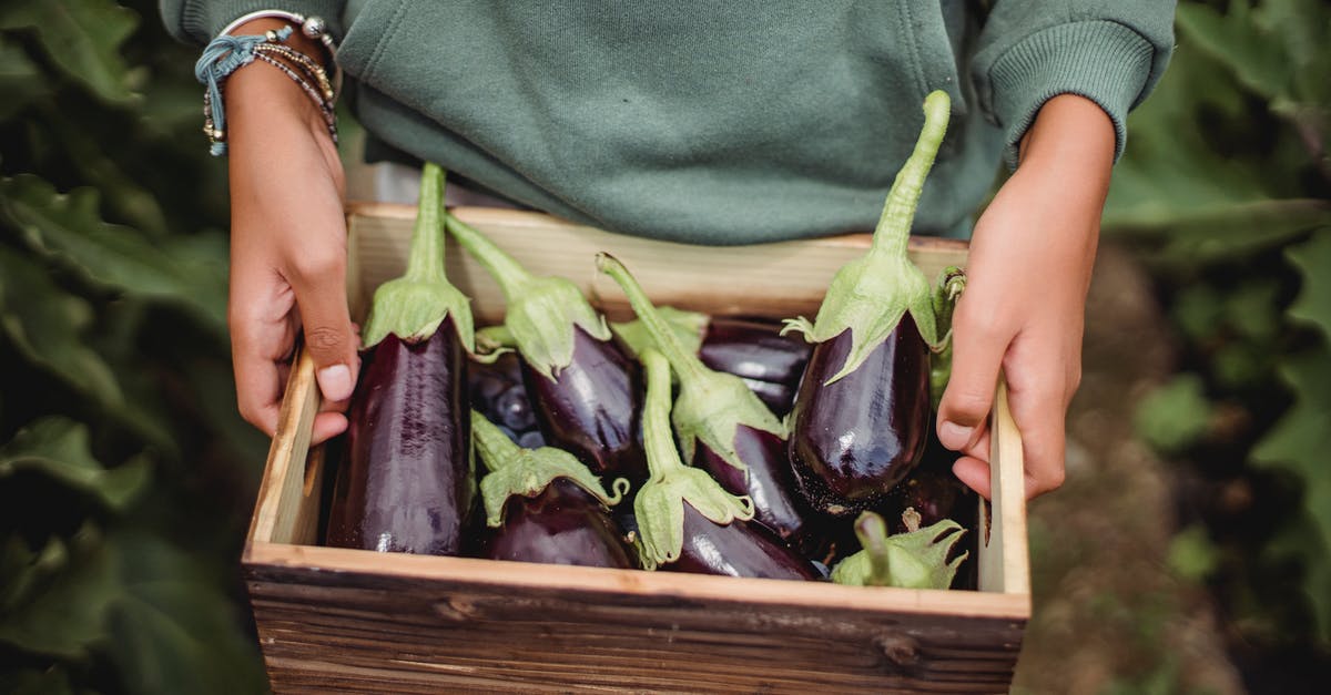 1.9 tellraw selector color showing as green - From above of crop anonymous farmer showing wooden container full of shiny eggplants on farmland