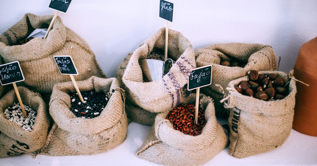 Additional Storage Besides your Bag - Different types of beans in sacks with inscriptions Additional Storage Besides your Bag - Different types of beans in sacks with inscriptions