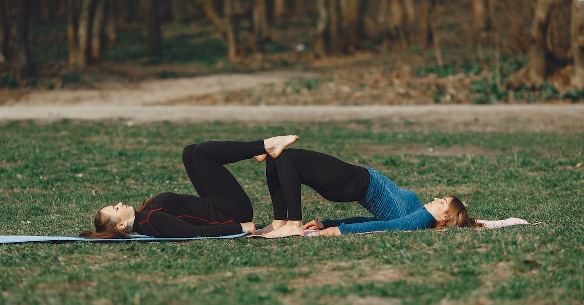 attack of the b team server isn't working well please help [closed] - Young woman in sportswear standing in Bridge pose near girlfriend lying on mat with raised legs and closed eyes on grass near forest