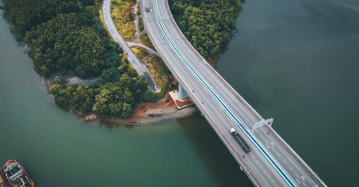Best way to target enemy vessels? - Amazing aerial view of modern bridge road crossing river and going through lush green trees growing on shore in daytime Best way to target enemy vessels? - Amazing aerial view of modern bridge road crossing river and going through lush green trees growing on shore in daytime