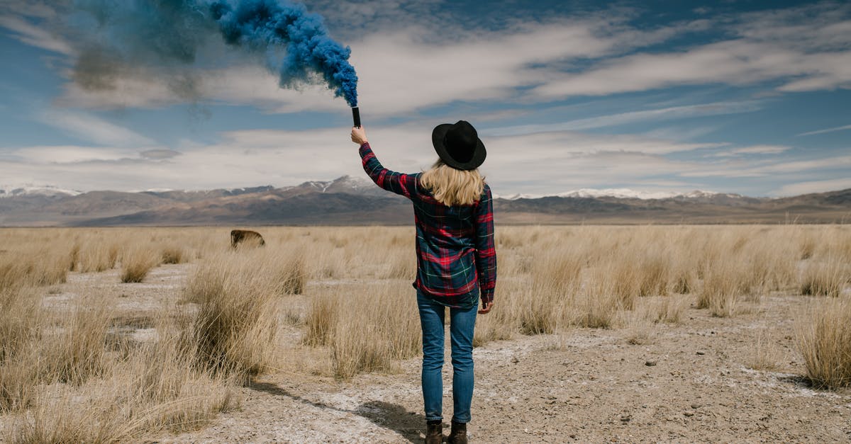 Black Desert Linking Nodes - Young woman with colored smoke in desert
