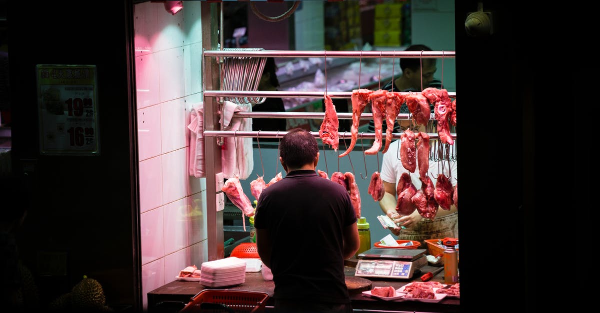 Butchering allies? - Man Standing in Front of Stall With Hanged Meats