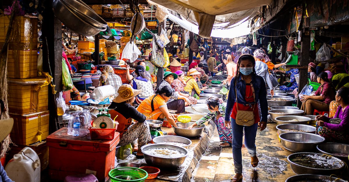Buyers in Eve Regional Market - A Woman Wearing Facemask in the Wet Market Buyers in Eve Regional Market - A Woman Wearing Facemask in the Wet Market