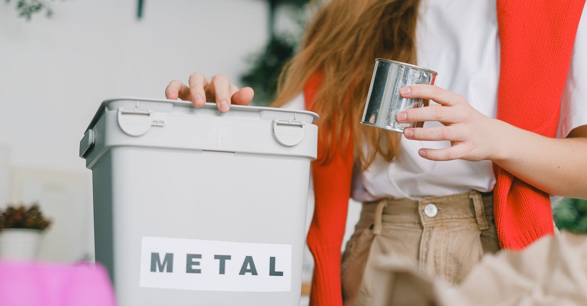 Can AI utilize the mods? - Low angle of female putting tin can into bucket for metal trash for recycling litter Can AI utilize the mods? - Low angle of female putting tin can into bucket for metal trash for recycling litter