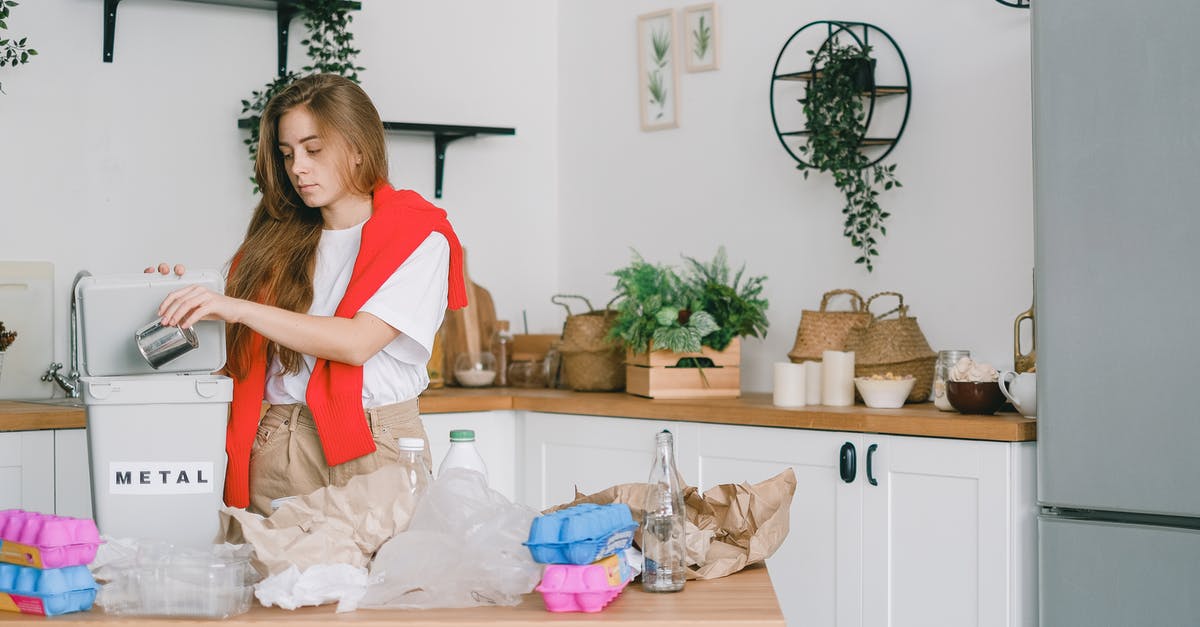 Can AI utilize the mods? - Young responsible female standing in kitchen and putting tin can into bucket while sorting trash Can AI utilize the mods? - Young responsible female standing in kitchen and putting tin can into bucket while sorting trash