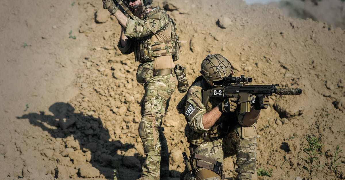 Can I aim guns separately? - Two Men in Army Uniforms With Guns Can I aim guns separately? - Two Men in Army Uniforms With Guns