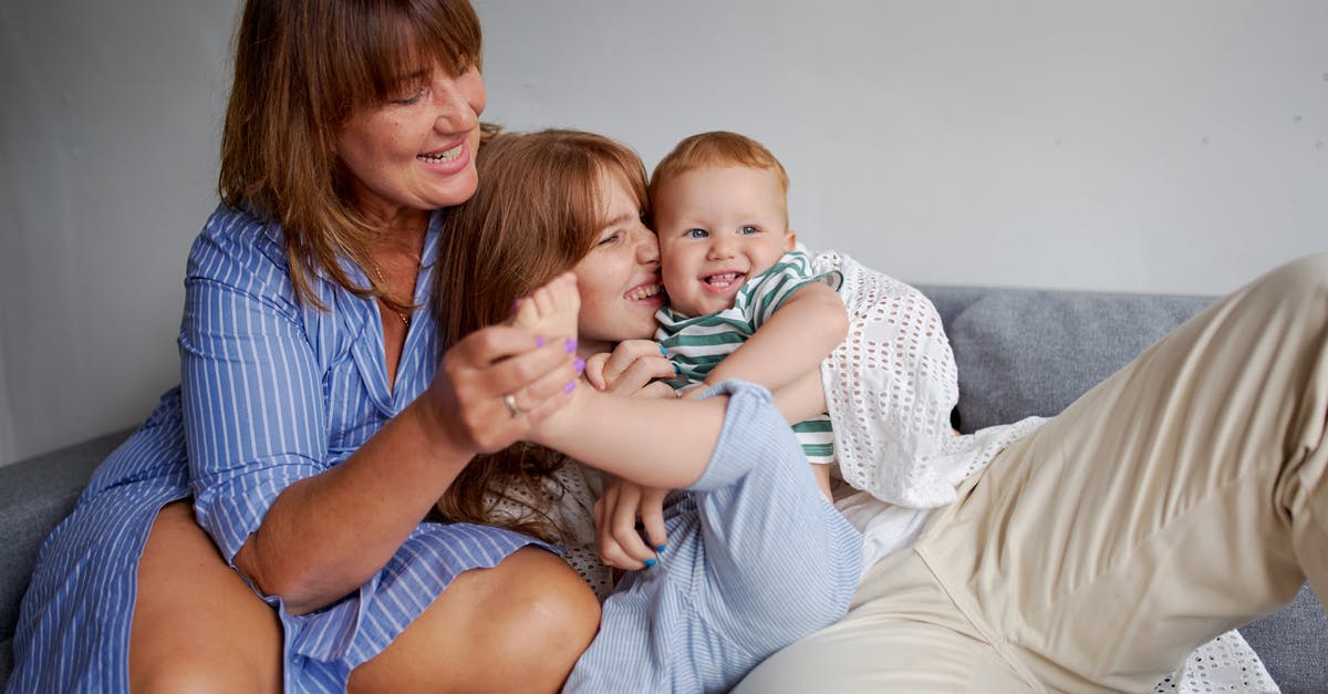 Can my grandson play Minecraft offline? - Happy grandmother with daughter and little boy resting on cozy couch in living room Can my grandson play Minecraft offline? - Happy grandmother with daughter and little boy resting on cozy couch in living room