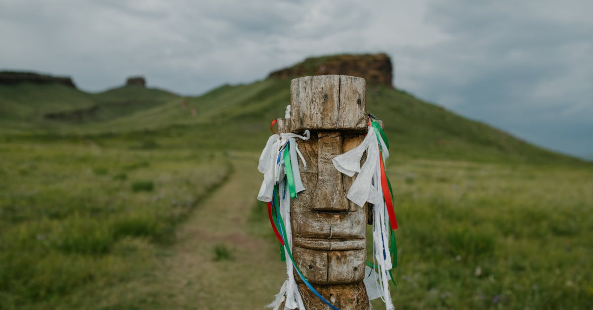 Can Reformed Slavic Pagans Request a Great Holy War? - Wooden idol with wish ribbons on grassy path Can Reformed Slavic Pagans Request a Great Holy War? - Wooden idol with wish ribbons on grassy path