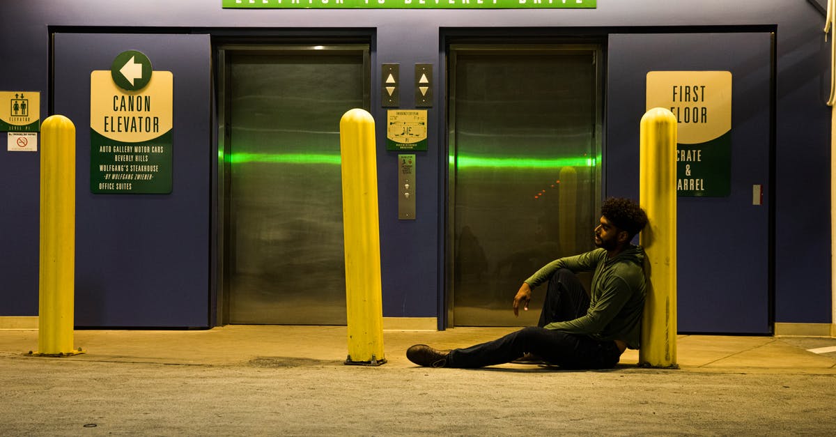 Can the entrance elevator be removed? - Man Sitting on Ground Near an Elevator Lobby Can the entrance elevator be removed? - Man Sitting on Ground Near an Elevator Lobby