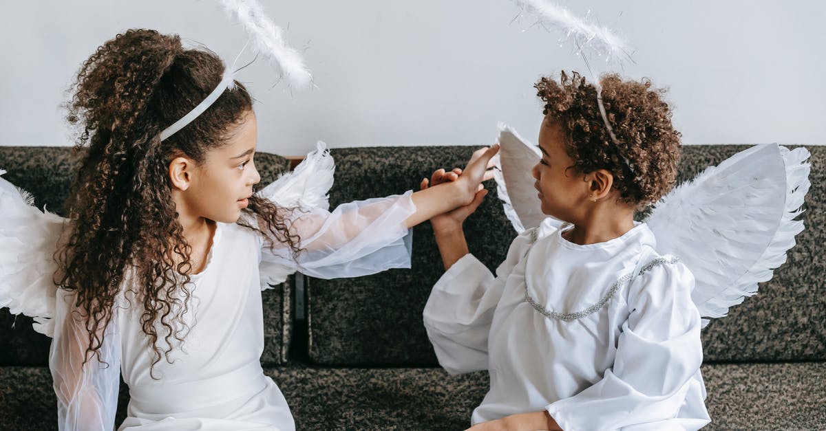 Can you play Magic: Duels 2HG with 1P/2P vs. AI/AI? - Cute little black children in costumes of angels playing Can you play Magic: Duels 2HG with 1P/2P vs. AI/AI? - Cute little black children in costumes of angels playing
