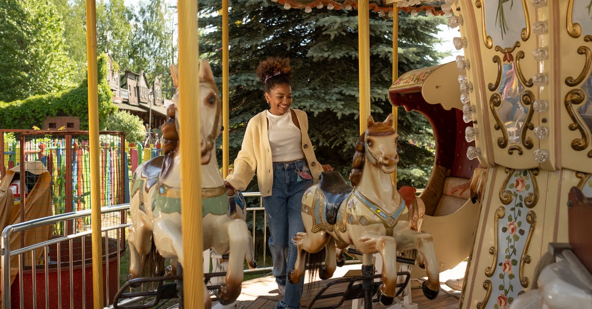 Chances of getting Flint - Cheerful teenage girl getting on carousel Chances of getting Flint - Cheerful teenage girl getting on carousel