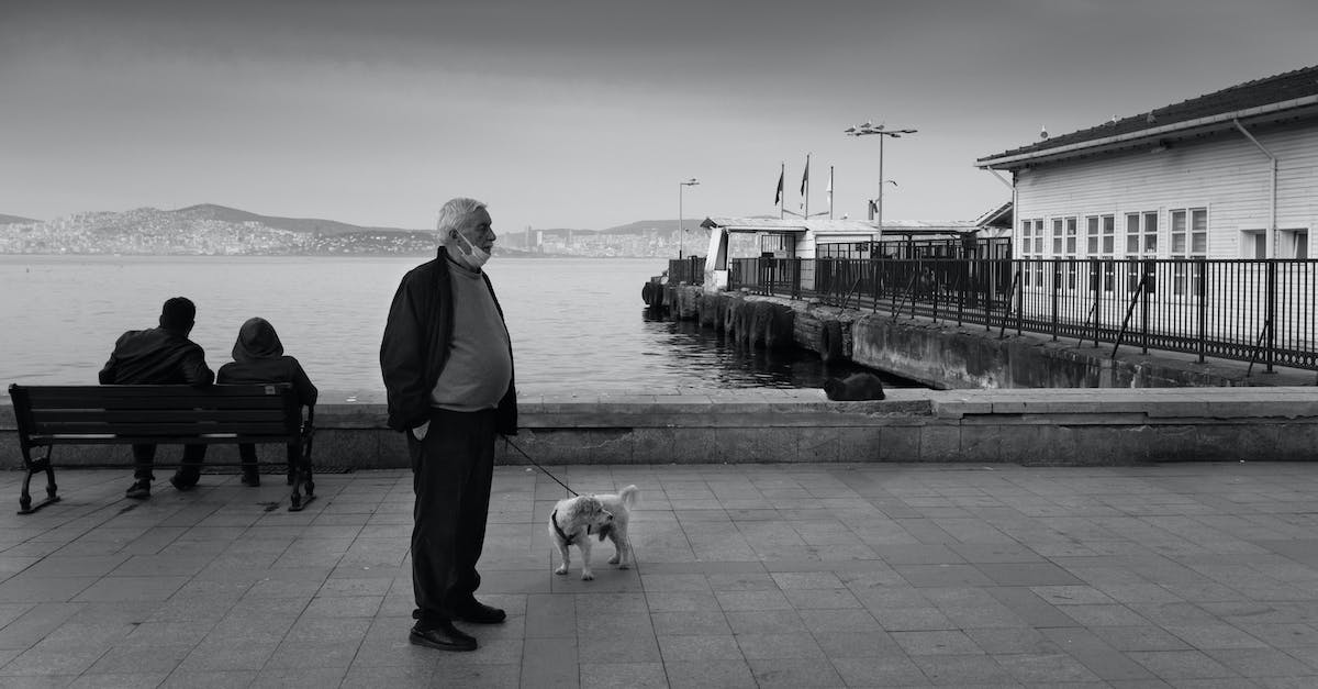 Companions in Novigrad's Arena? - Grayscale Photo of a Man Waiting with His Dog