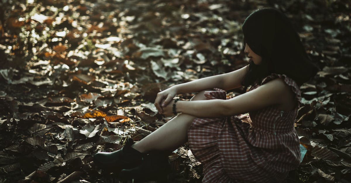 Depth Strider without boots - Photo of a Woman Sitting on the Ground Covered with Dried Leaves