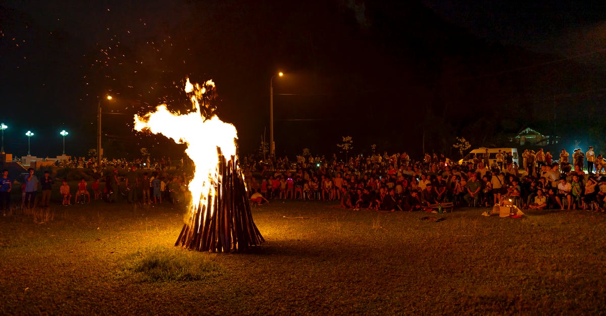 Do non-Kanto Pokemon evolve before getting the National Dex in a randomised Fire Red? - Anonymous people celebrating traditional fire festival at night