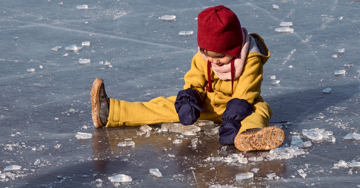 Does the Sole Survivor know how much time has elapsed since the kidnapping? - Child in bright outerwear and mittens playing with frozen pieces on icy lake in winter