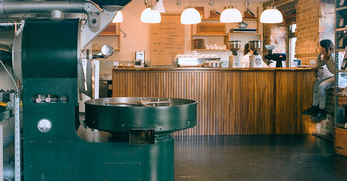 Does the sticker counter include duplicate stickers? - Coffee roasting machine in cafe with anonymous barista and girlfriend