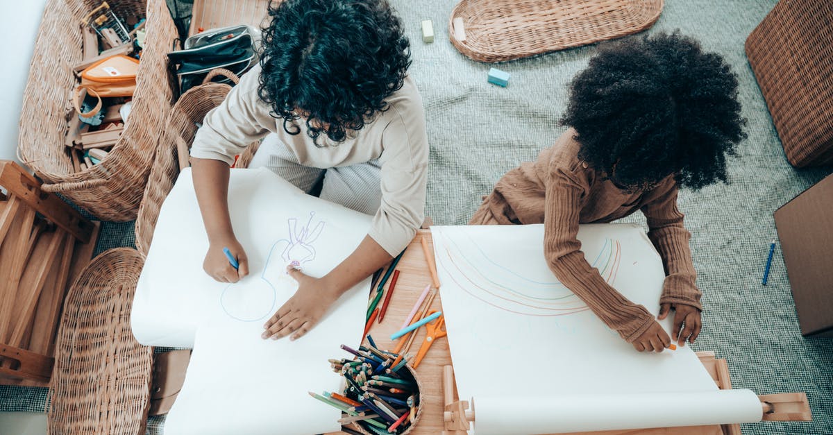 Everytime I dismiss a roommate a different roommate is in my apartment - Faceless African American siblings drawing on blank papers at home Everytime I dismiss a roommate a different roommate is in my apartment - Faceless African American siblings drawing on blank papers at home