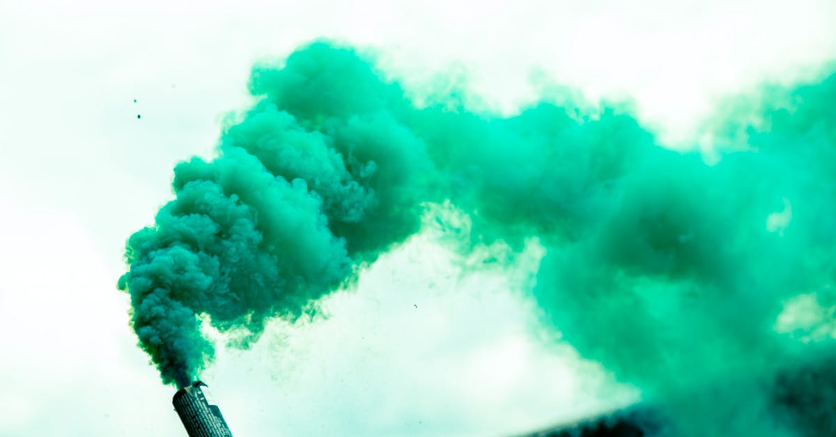 Excluding people from an effect - Crop person holding colorful smoke bomb