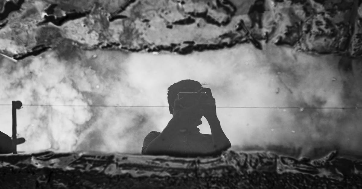 Gain land by pressing claims of others? - Faceless photographer taking photo of puddle between dirt on camera Gain land by pressing claims of others? - Faceless photographer taking photo of puddle between dirt on camera