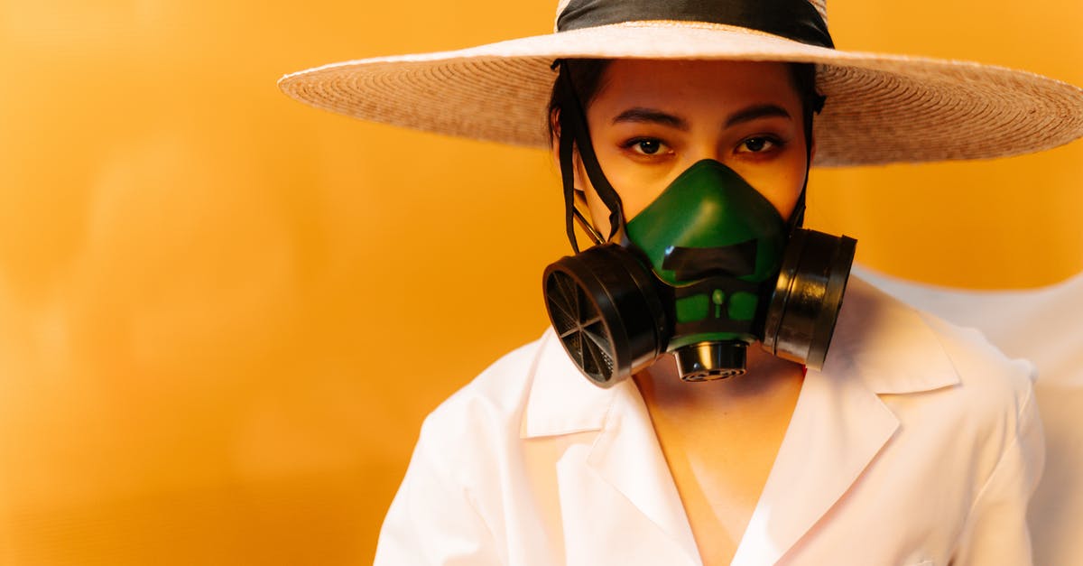Gas mask icon on map - Portrait of a Woman with a Black and Green Respirator