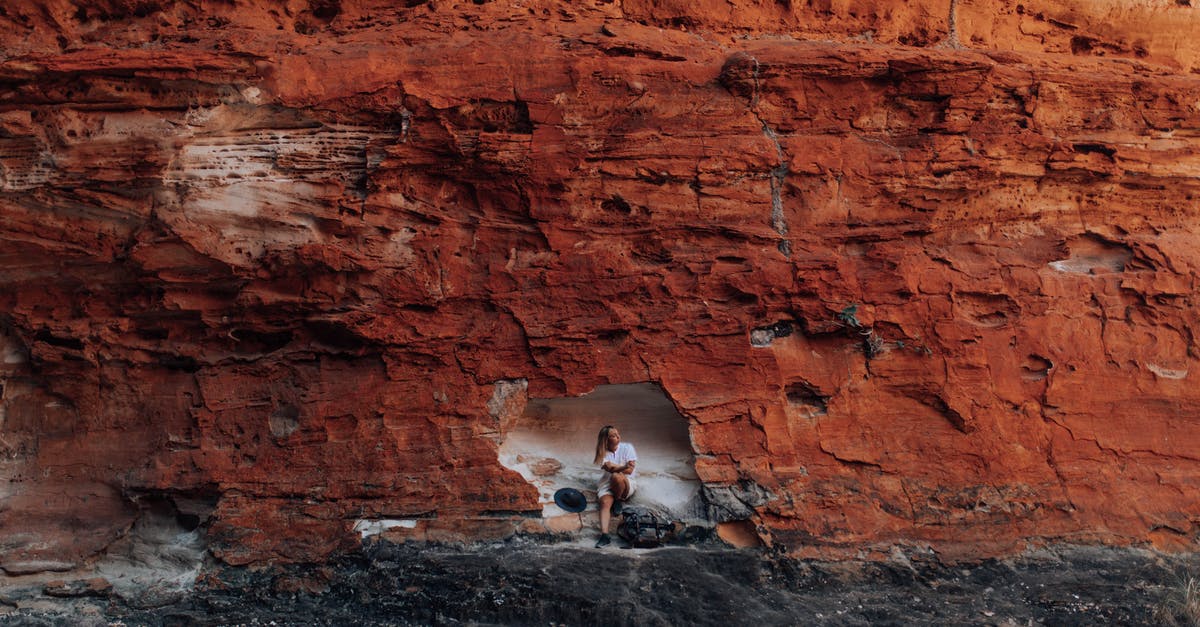 Giant Cave Spiders - Can they swim? - Man in Gray Shirt Sitting on Brown Rock Formation
