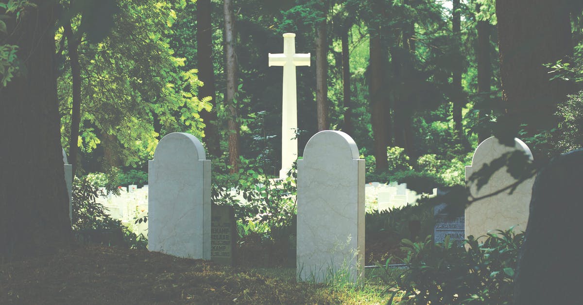 Giant gravestones in Forbidden Woods - White Tombstone Near Cross Surrounded by Trees