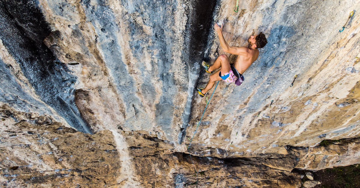 How am I supposed to climb the wall? - Partly Dressed Sport Climber Climbing Mountain Wall How am I supposed to climb the wall? - Partly Dressed Sport Climber Climbing Mountain Wall