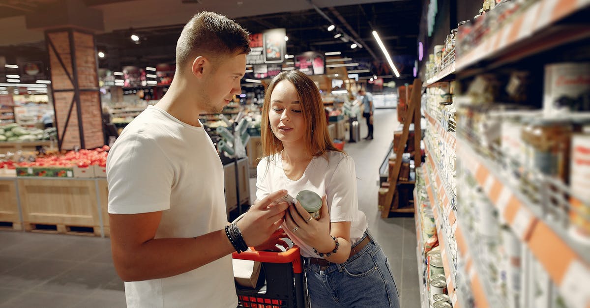 How can I pick block on a touchscreen? - Young couple selecting food in market
