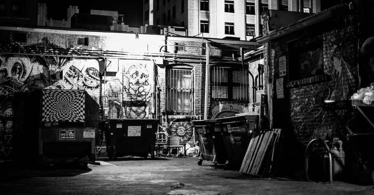 How can I survive my first night? - Shabby district of town with brick buildings with graffiti