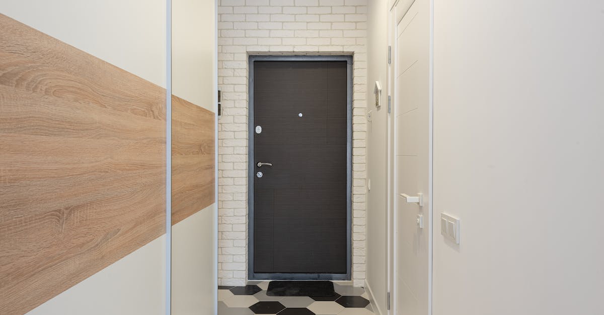 How can one switch between symmetry modes in space plane hangar? - Entrance door between white brick wall against narrow passage with closet and rug with hexagonal ornament in house How can one switch between symmetry modes in space plane hangar? - Entrance door between white brick wall against narrow passage with closet and rug with hexagonal ornament in house