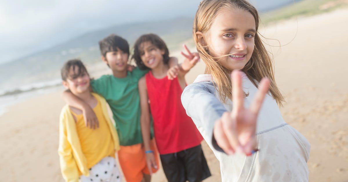 How do I bury myself in the sand? - A Girl Doing Peace Sign with the Kids at her Back How do I bury myself in the sand? - A Girl Doing Peace Sign with the Kids at her Back