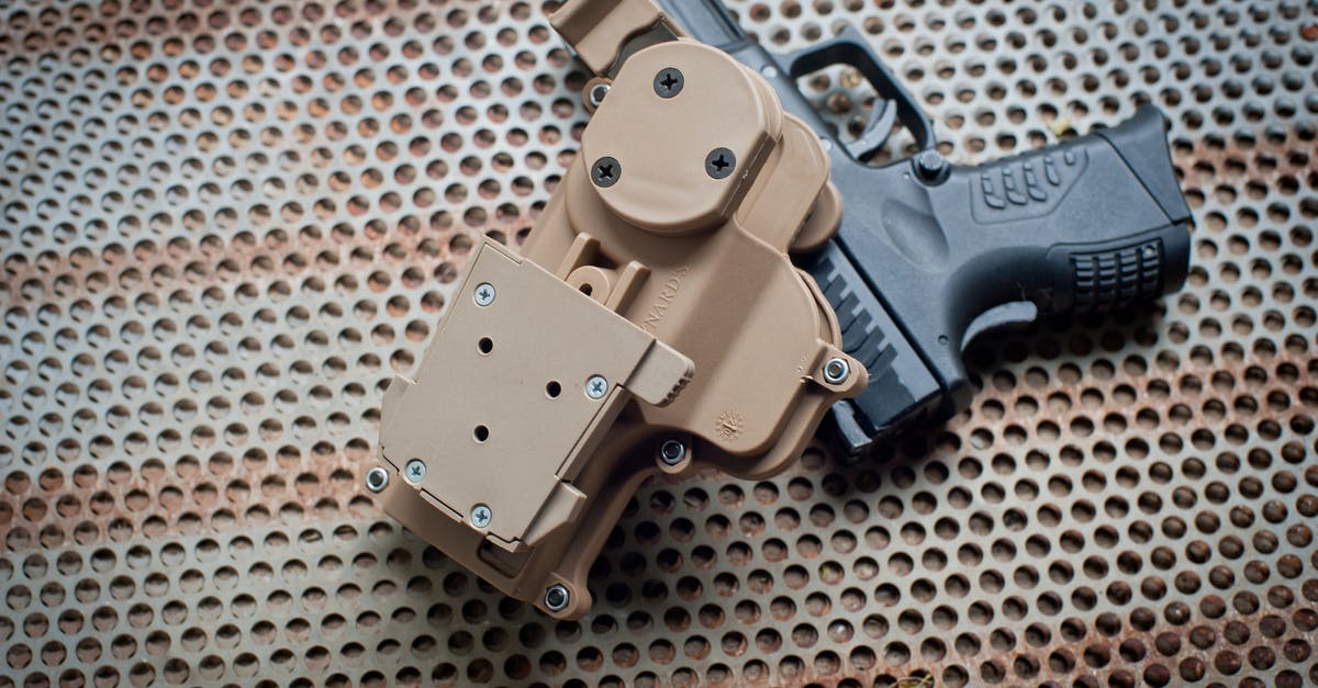 How do I holster weapons? [duplicate] - A Toy Handgun over Metal Screen