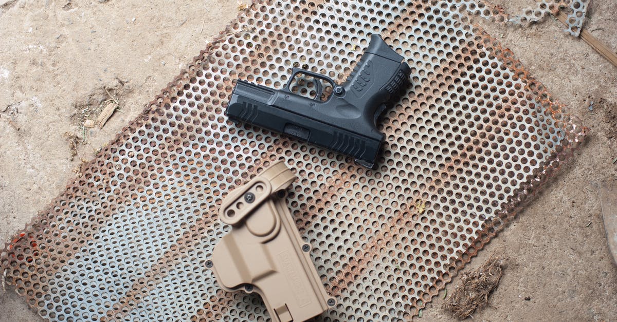 How do I holster weapons? [duplicate] - A Pistol and a Holster over A Metal Screen