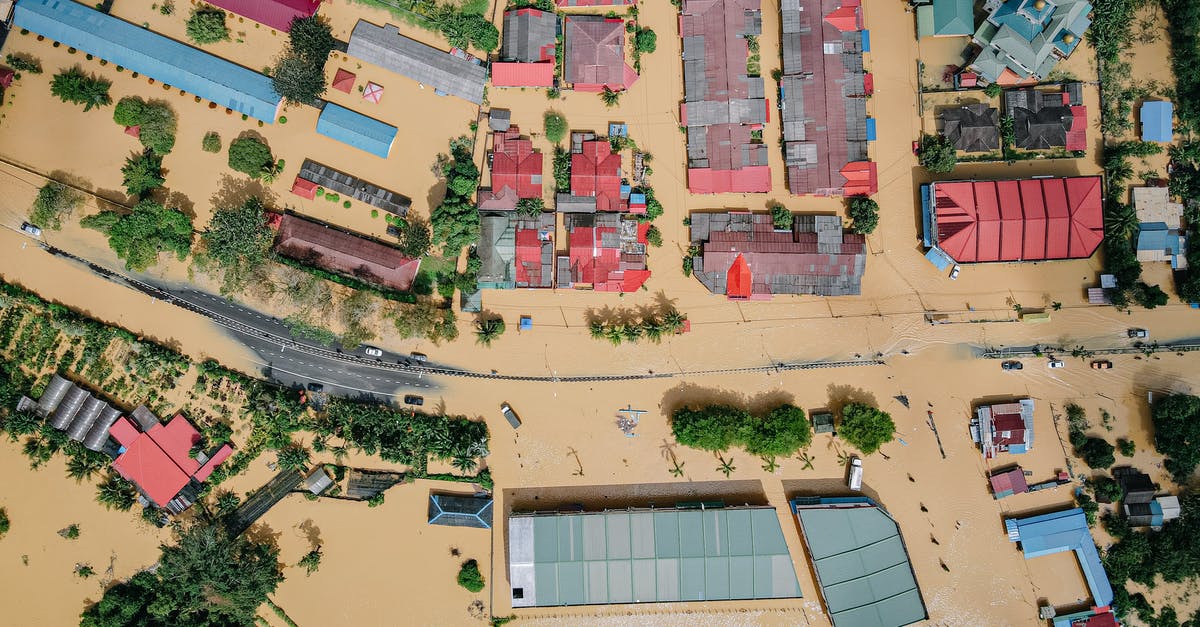 How do I make a city recover from a disastrous flood? - Residential houses and green trees in flooded village How do I make a city recover from a disastrous flood? - Residential houses and green trees in flooded village