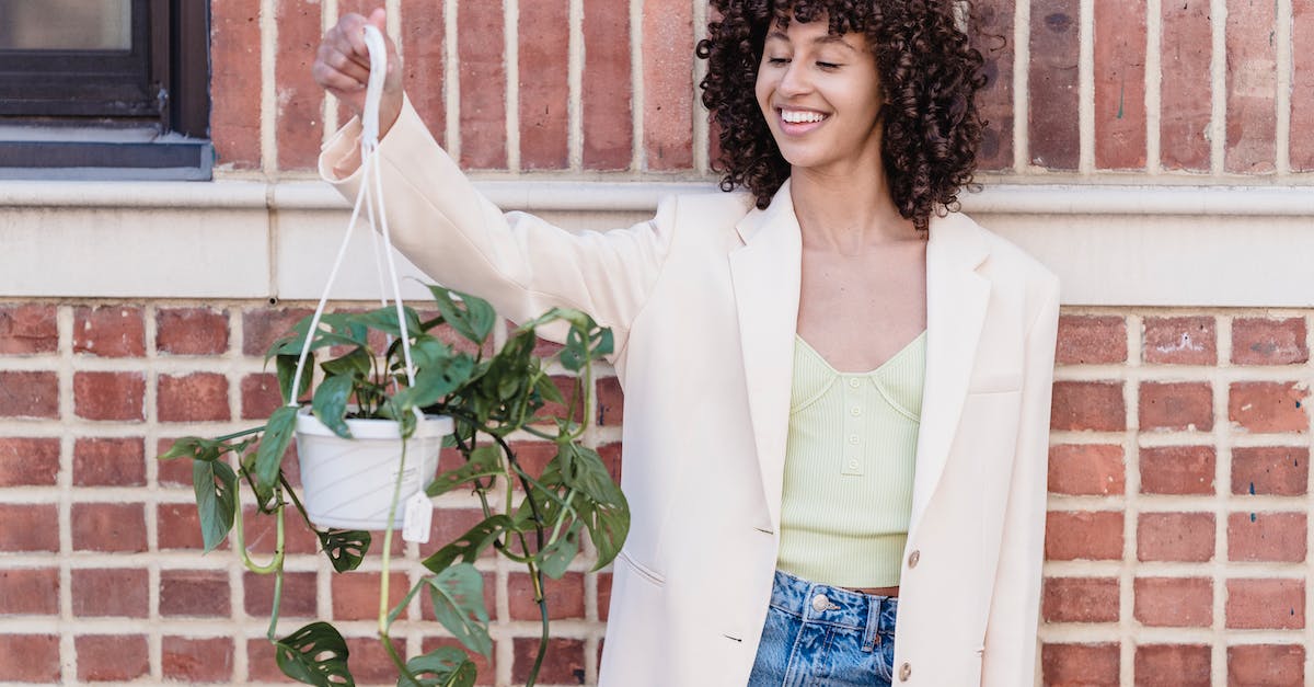 How do I raise happiness? [duplicate] - Happy black woman raising hanging planter against wall