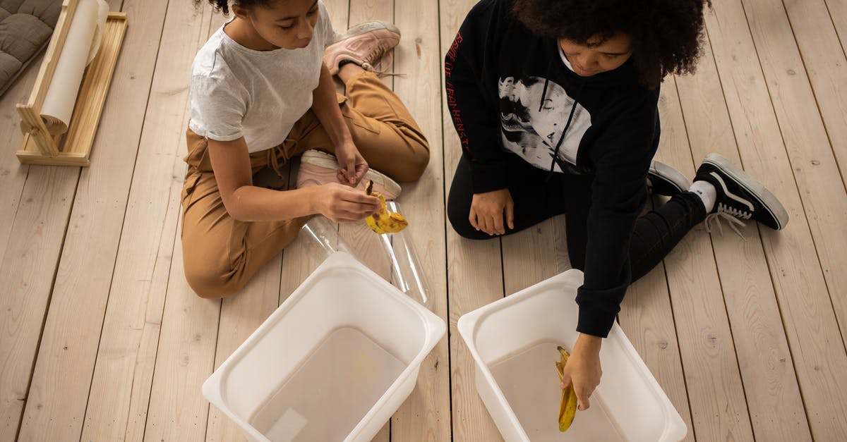 How do I separate enchants from items? - Black mother and daughter sorting garbage into containers