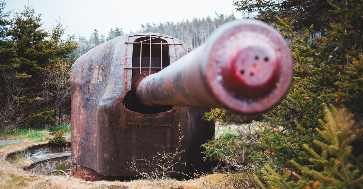 How long do items persist on the ground outside? - Rusty metal container with grid and long steel pipe located on grassy ground amidst green forest in nature in daytime
