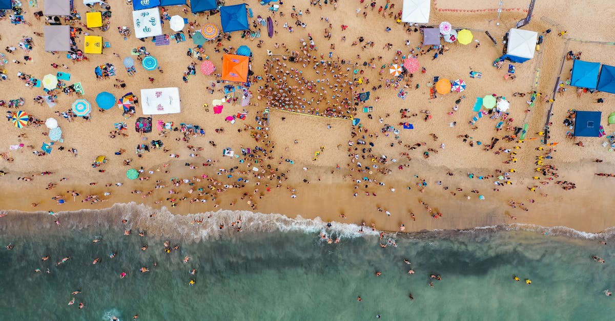How many agents are active characters? - Crowded ocean seashore from drone