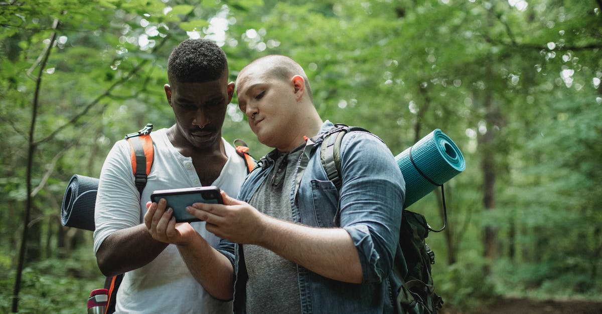 How much does Signal Jamming increase scanning times by? - Focused multi ethnic backpackers watching smartphone while finding location in woodland in daytime on blurred background