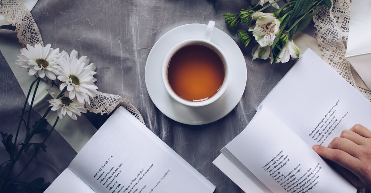 How to drink from a fountain? - White Ceramic Teacup With Saucer Near Two Books Above Gray Floral Textile