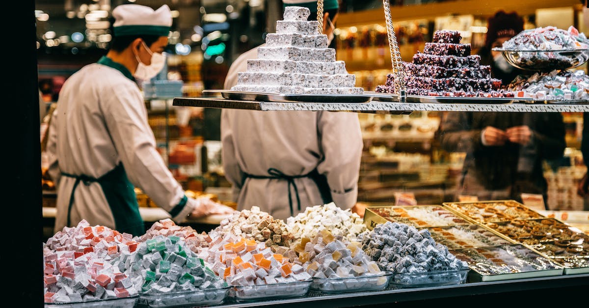 How to get a good staff - Traditional oriental sweets placed on candy shop showcase How to get a good staff - Traditional oriental sweets placed on candy shop showcase