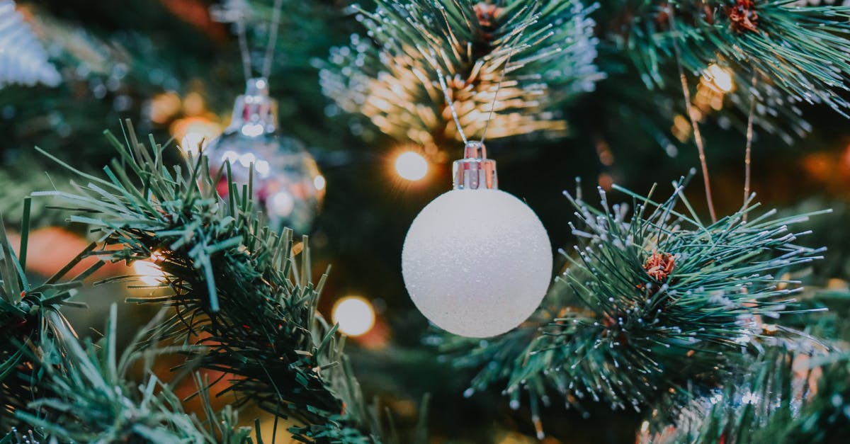 How to get past the tree part in Lego Harry Potter years 1-4? (The tale of Three Brothers part) - Decorative bauble hanging on coniferous tree branch of Christmas tree with glowing garland during festive holiday celebration in light room