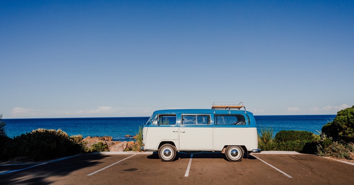 How to line up the pieces at the coast near the shipwreck? - Vibrant blue cloudless sky over vintage trailer parked on asphalt next to coast blue endless ocean in sunlight How to line up the pieces at the coast near the shipwreck? - Vibrant blue cloudless sky over vintage trailer parked on asphalt next to coast blue endless ocean in sunlight