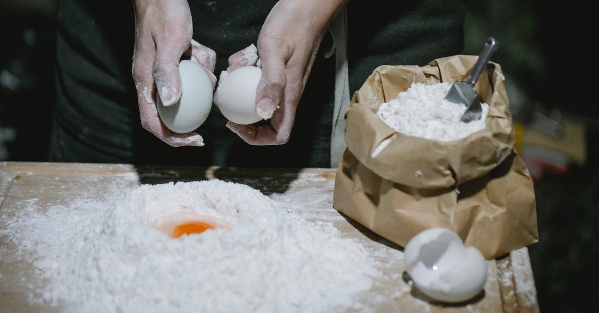 How to make an item only break certain blocks after applying the enchantment and unbreakable parts of the command? [duplicate] - High angle of crop anonymous chef breaking eggs for cooking dough at table with flour