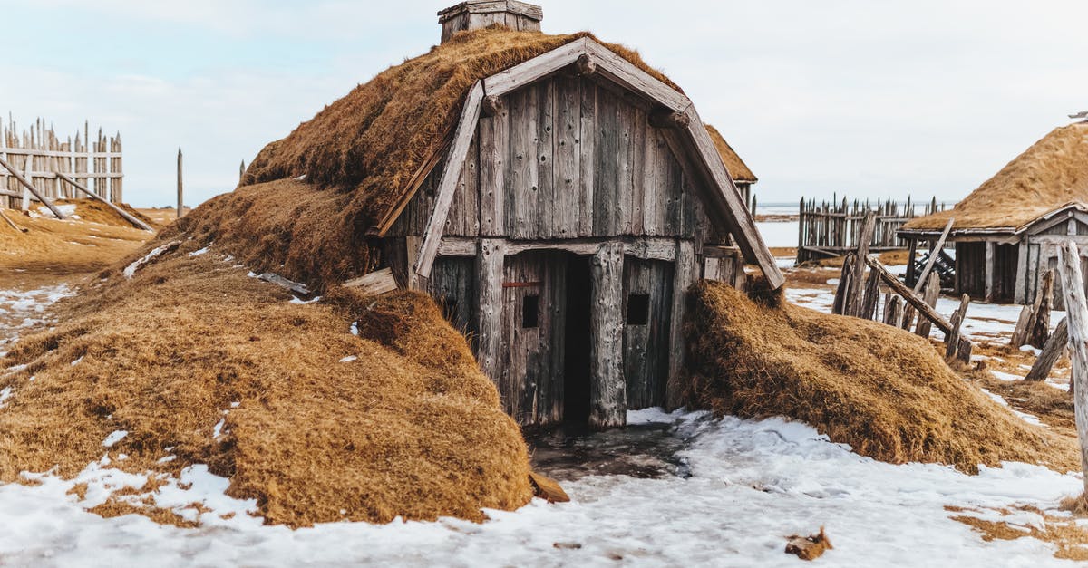 How to make snow golems do damage? - Shabby wooden house with grass covered roof in snowy terrain with forgotten village