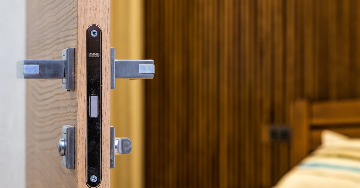 How to open locked door to Frifle and the Grey Mauser? - Opened doorway with lock and simple metal handle in light room with wooden bed How to open locked door to Frifle and the Grey Mauser? - Opened doorway with lock and simple metal handle in light room with wooden bed