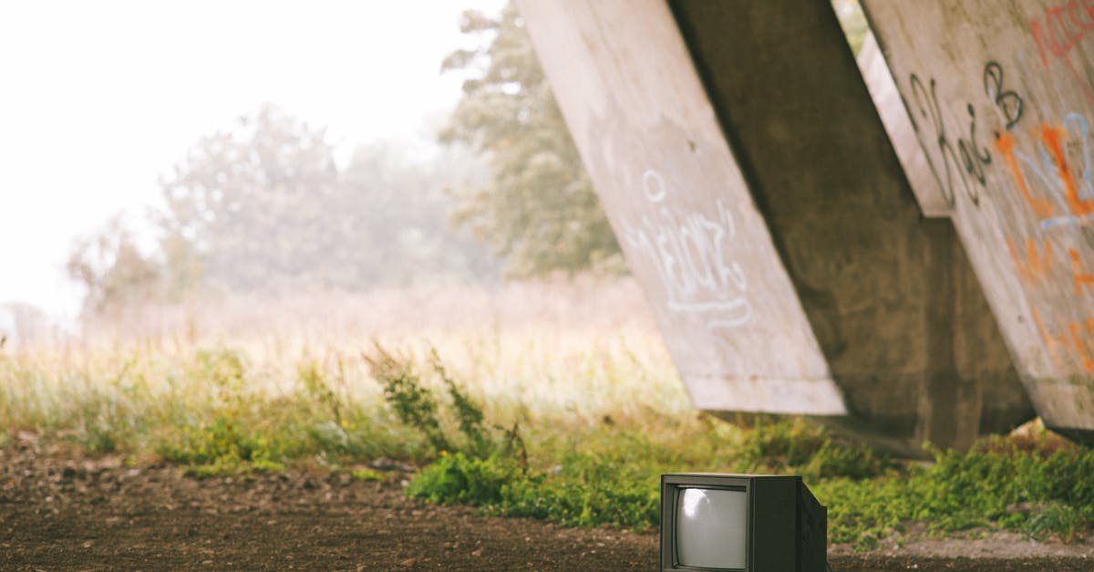 How to optimize bridge links for structure use? - Small black old fashioned television placed on ground near concrete construction with graffiti and grassy terrain with trees on foggy background