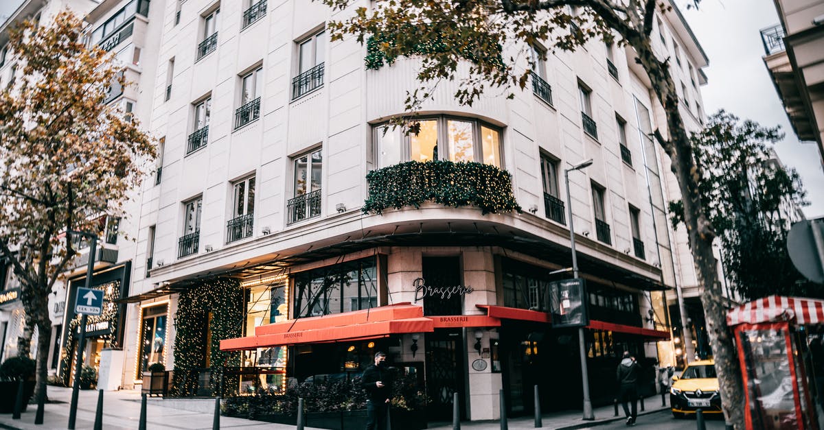 How to place a block in a random area within a radius - Exterior of modern white building corner with commerce organization located in urban city district on clear autumn day