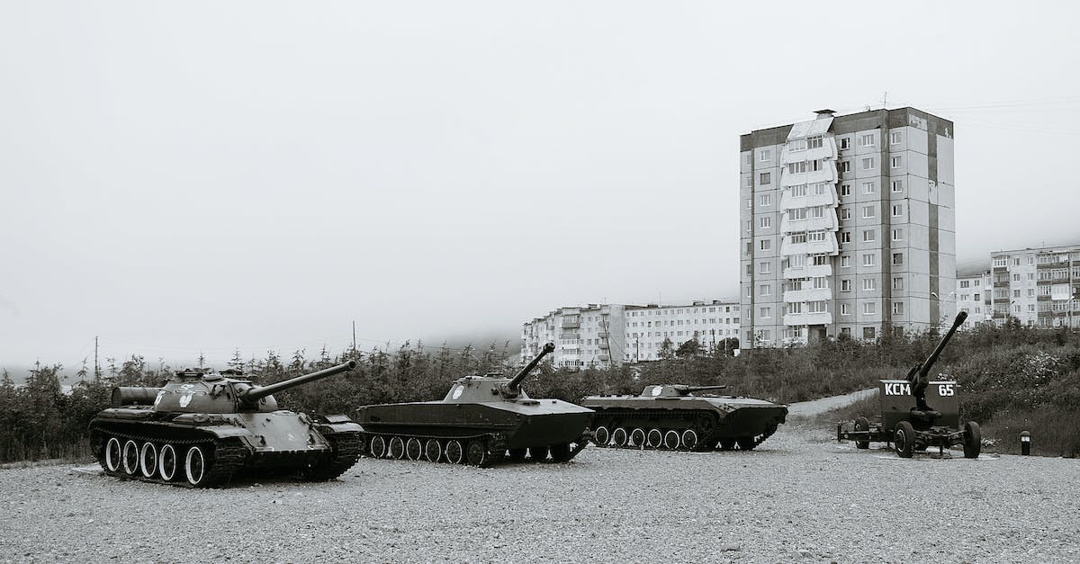How to play a Tank Destroyer in World of Tanks? - Black and white of monuments of various military vehicles on square in city