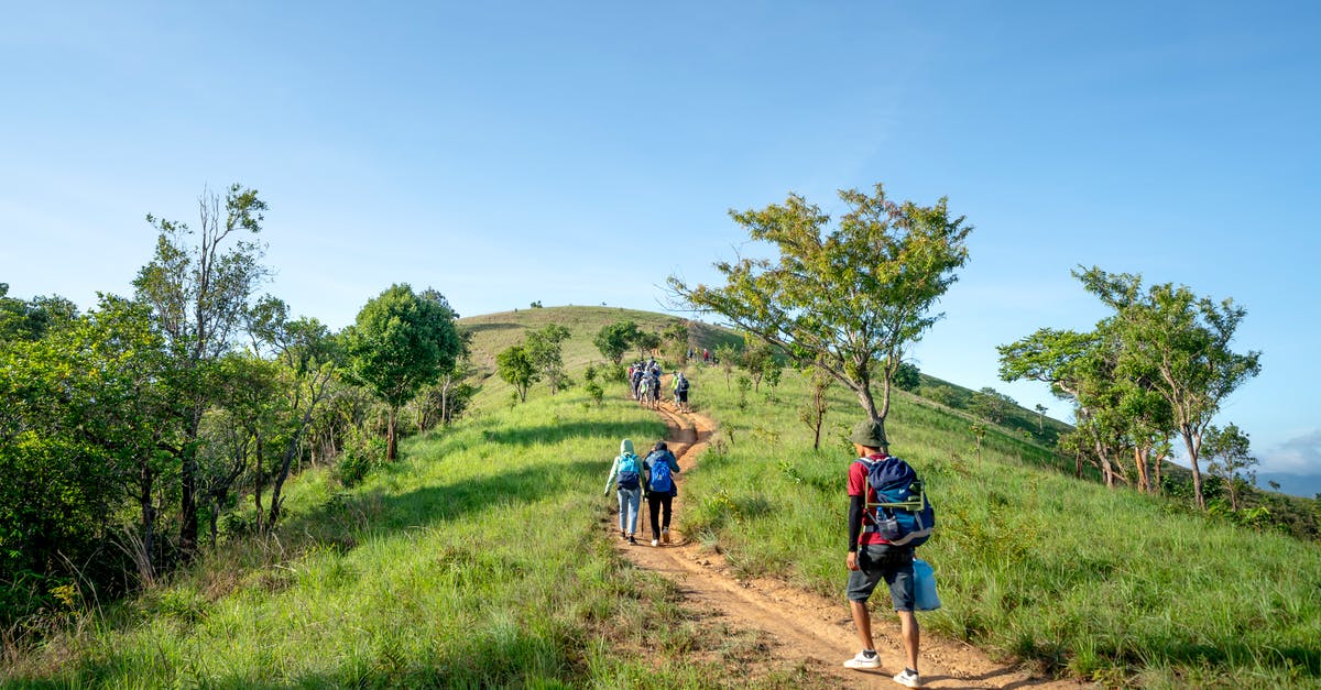 How to remove extreme hills grass - Faceless hikers walking on pathway on green hill How to remove extreme hills grass - Faceless hikers walking on pathway on green hill